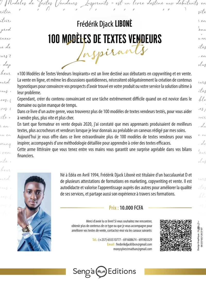 Quatrième de couverture de 100 modèles de textes vendeurs et inspirants